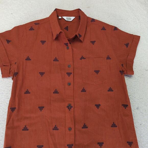 Bridge & Burn Organic Cotton T-shirt Dress Button Front Women's Small Orange - Picture 3 of 9